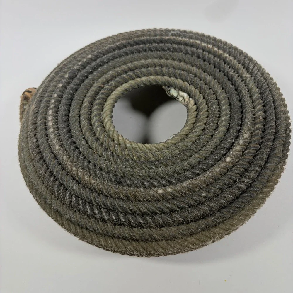 Vintage Handmade Rustic Coiled Rope Basket Primitive Farmhouse 9.5in Natural